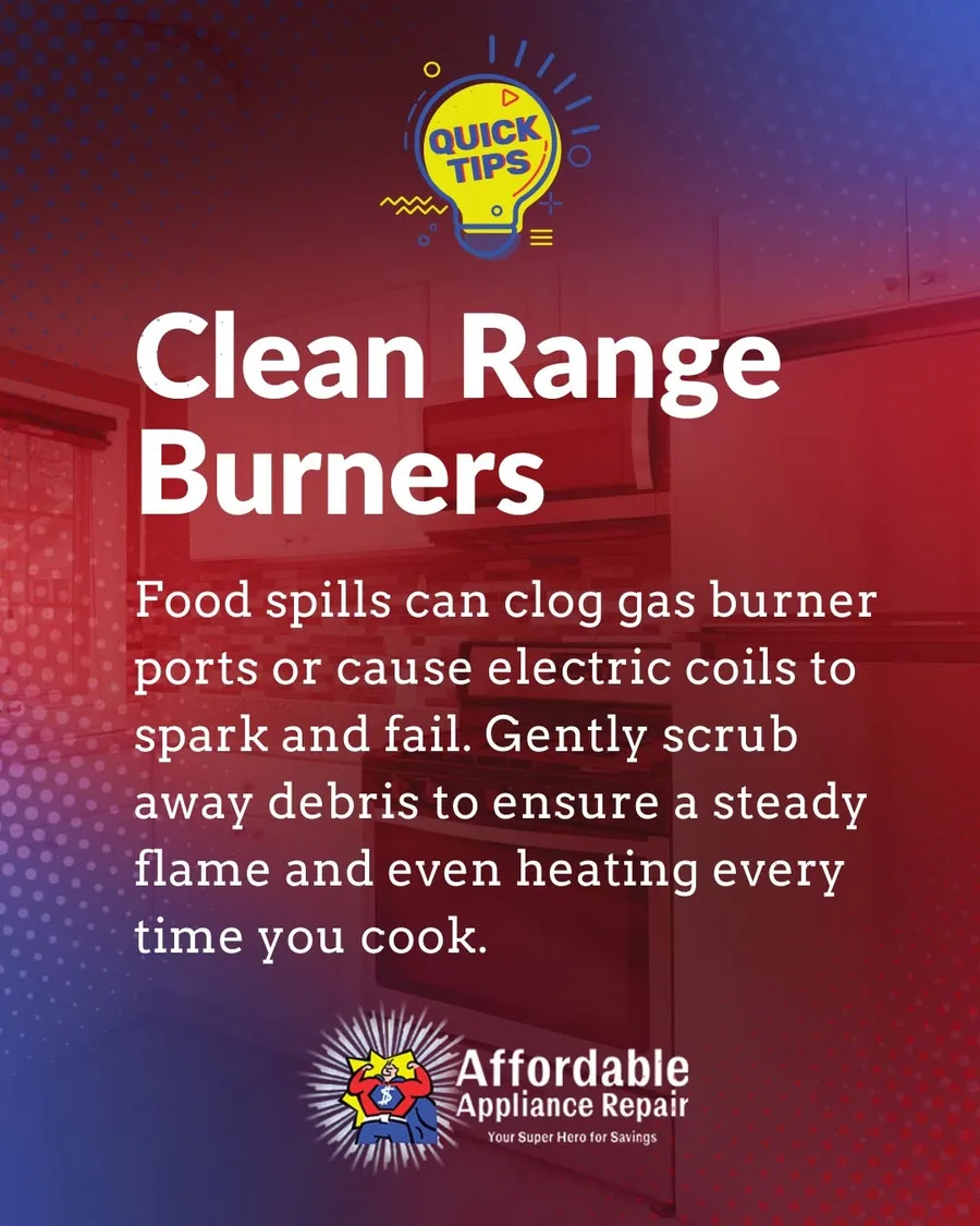 Quick Tips graphic about cleaning range burners